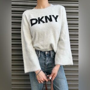 DKNY Fuzzy Logo Sweater – XS / Stretch Fit